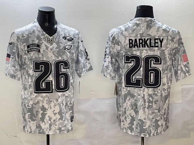 Men Philadelphia Eagles #26 Barkley Camo Nike 2025 Salute to Service Limited NFL Jersey style 2